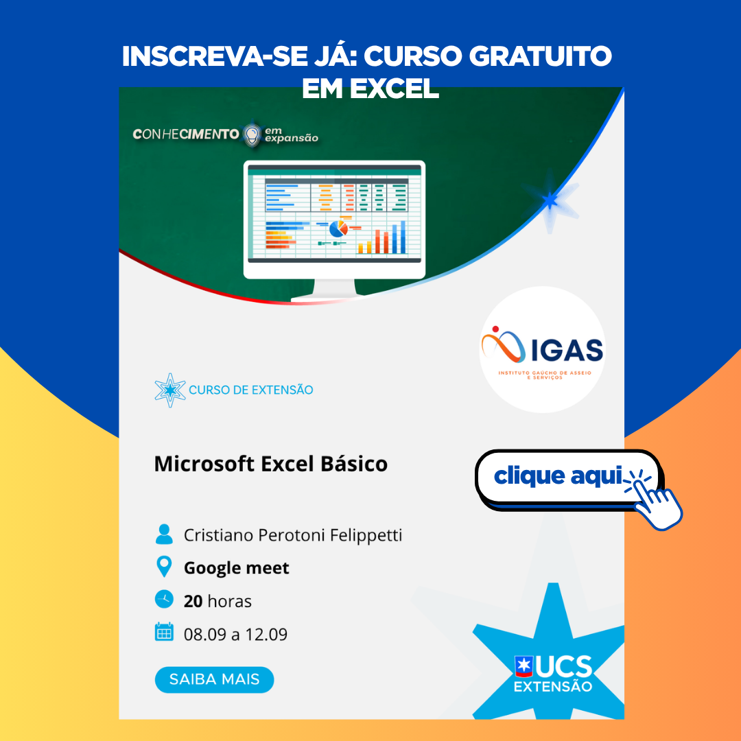 IGAS RS e UCS oferecem cursos gratuitos em Excel Básico e Finanças Pessoais